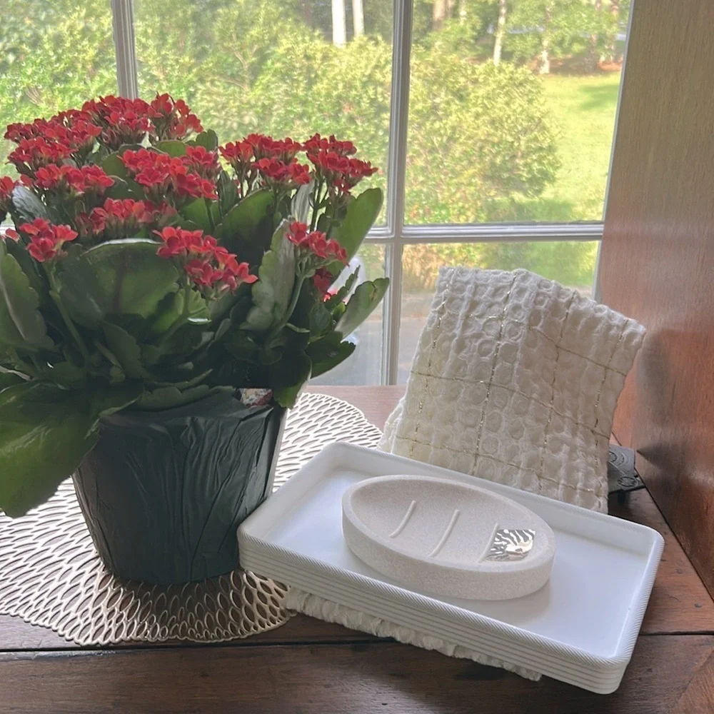 Anne Klein Textured Beige White Soap Dish NEW